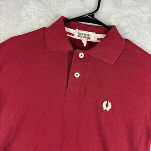Fred Perry Polo Mens 34 Shirt Nigel Cabourn Red Pique Knit Short Sleeve